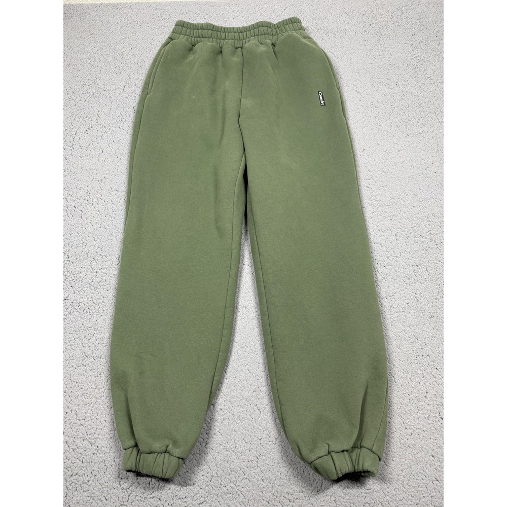 Comfrt Sweatpants Mens Medium Green Fleece Joggers Elastic Cuff Lounge Athletic